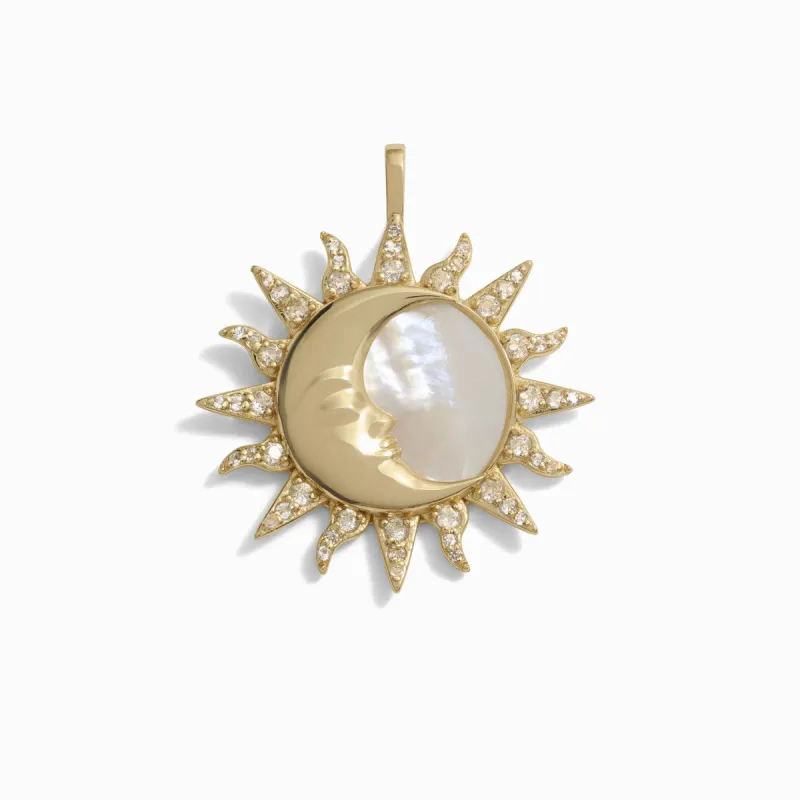 Sun & Moon Mother of Pearl Amulet sold by Awe Inspired