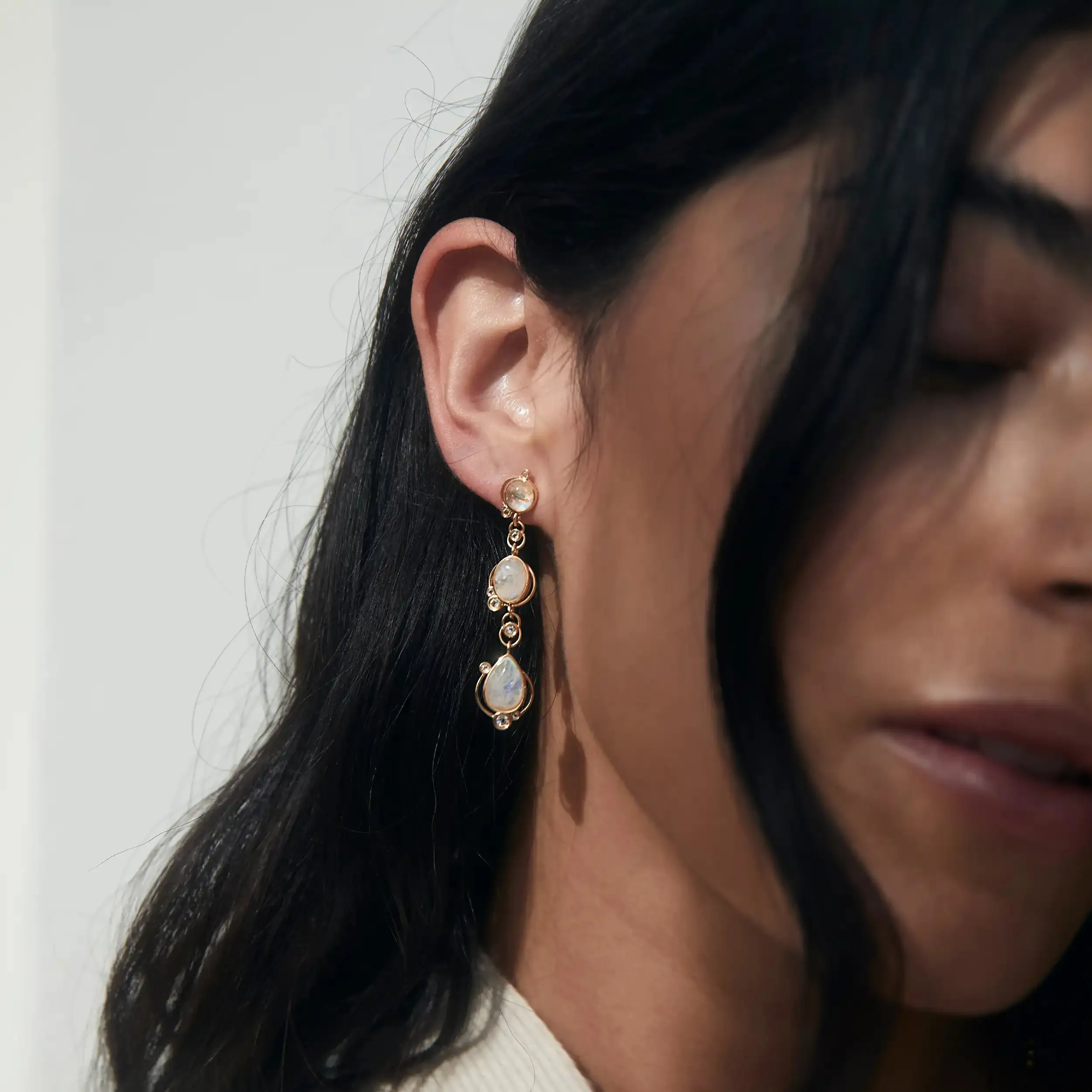 Moonstone Stardrop Earrings sold by Awe Inspired product image thumbnail 2