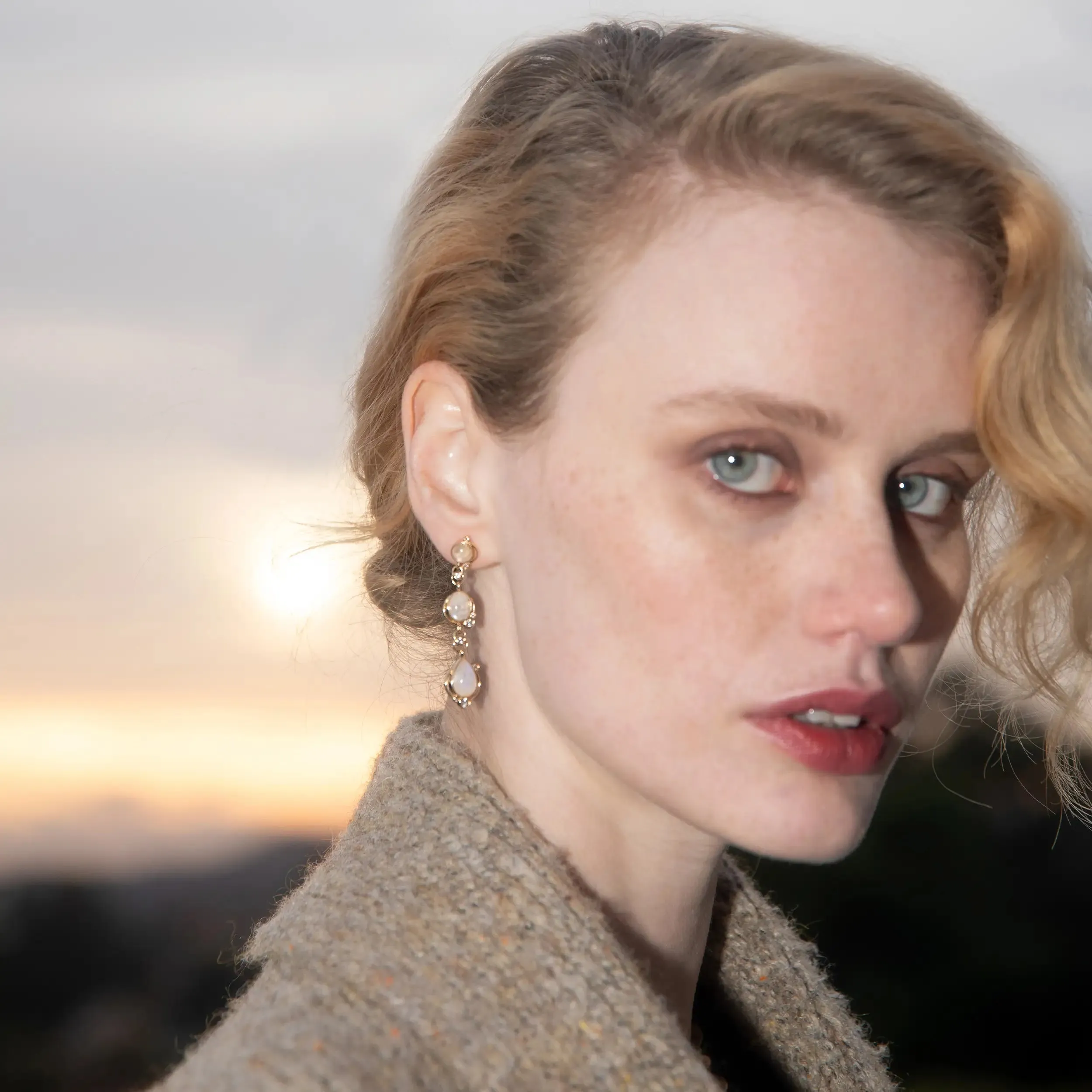 Moonstone Stardrop Earrings sold by Awe Inspired product image thumbnail 3