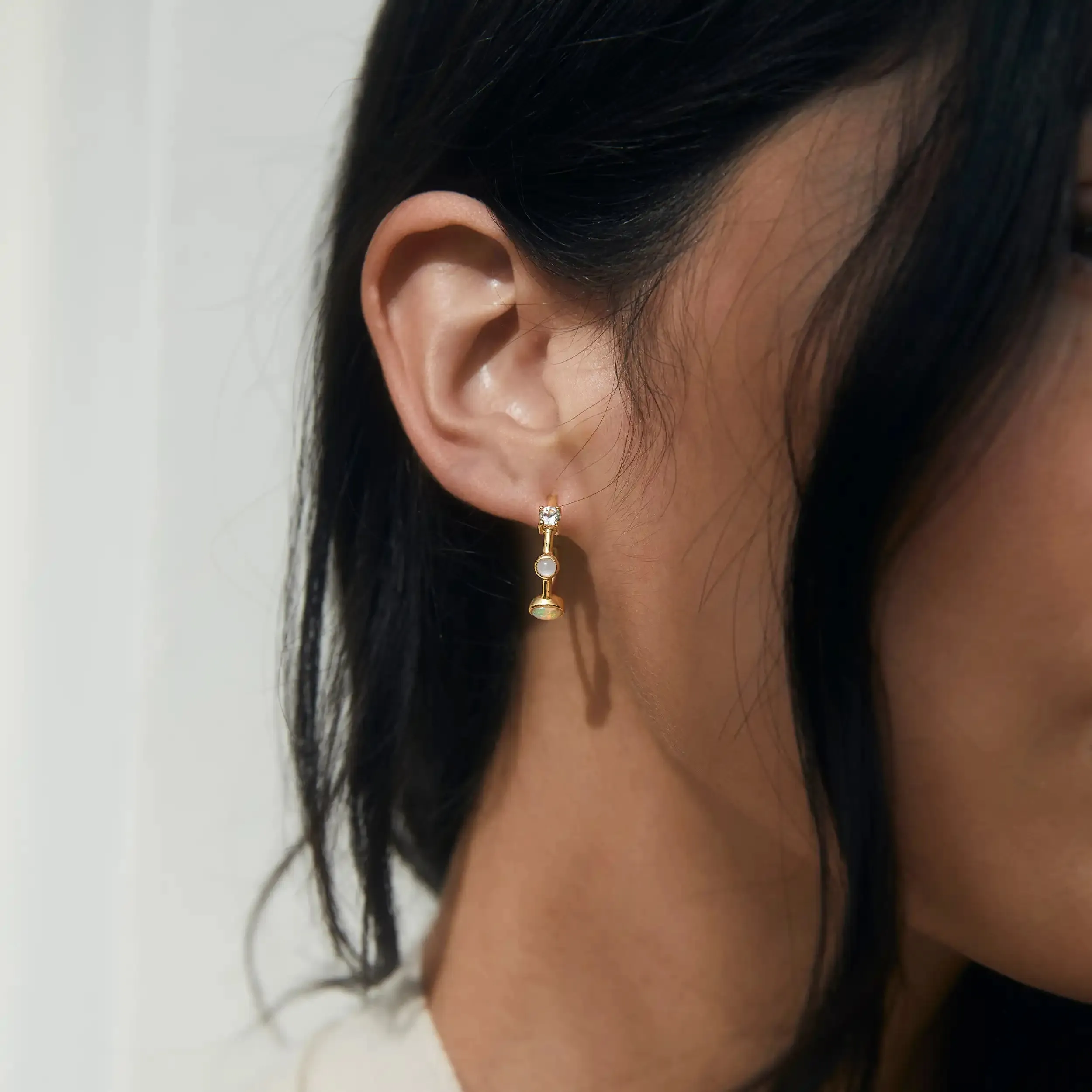 Moonstone Opal Topaz Hoops sold by Awe Inspired product image thumbnail 2