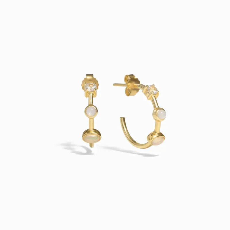 Moonstone Opal Topaz Hoops sold by Awe Inspired