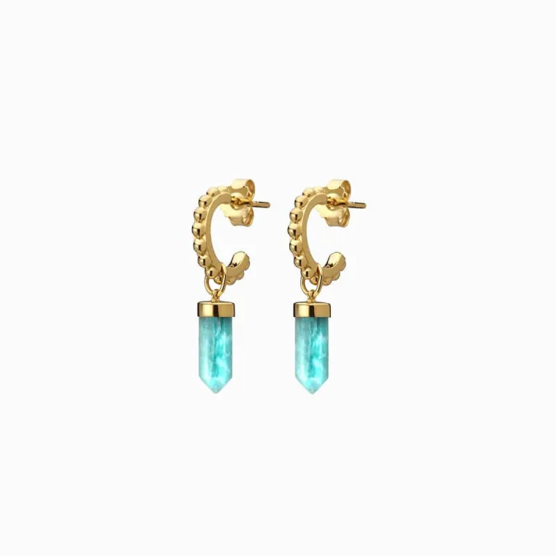 Ocean Blue Amazonite Huggies sold by Awe Inspired