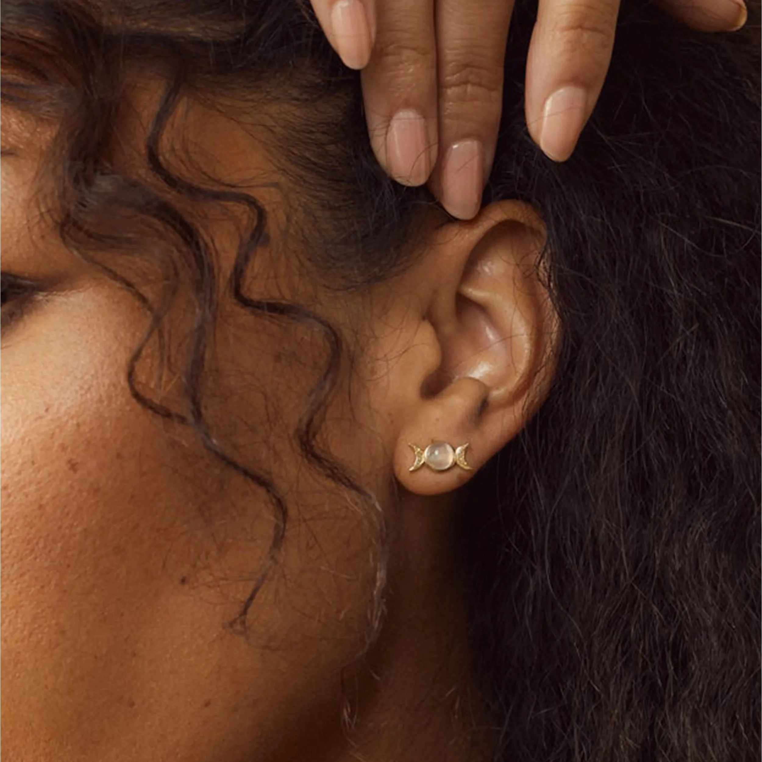 Mini Triple Moon Stud Earring sold by Awe Inspired product image thumbnail 2