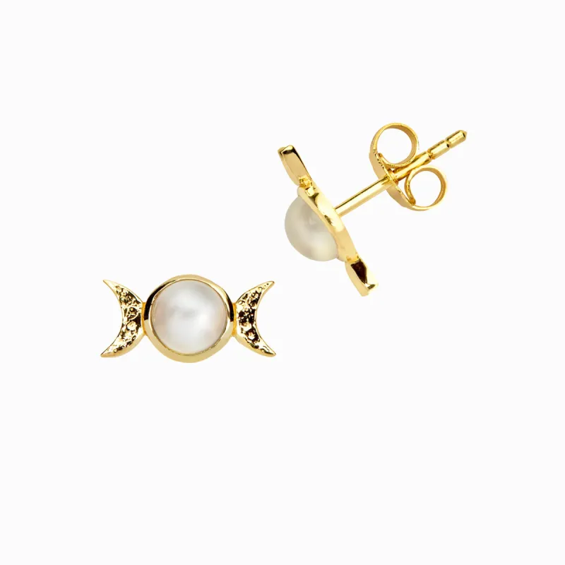 Mini Triple Moon Stud Earring sold by Awe Inspired