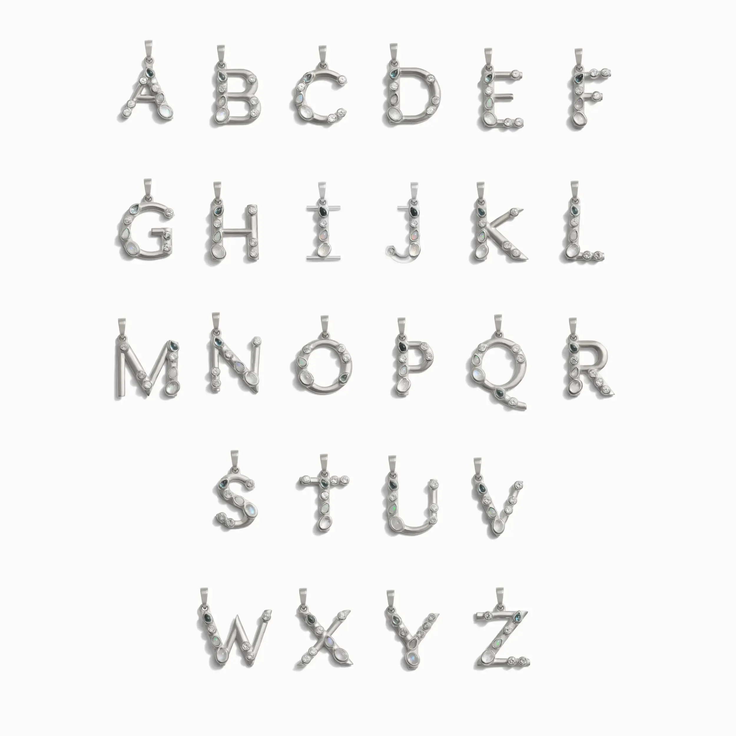 Silver Gemstone Initial Necklace sold by Awe Inspired product image thumbnail 4