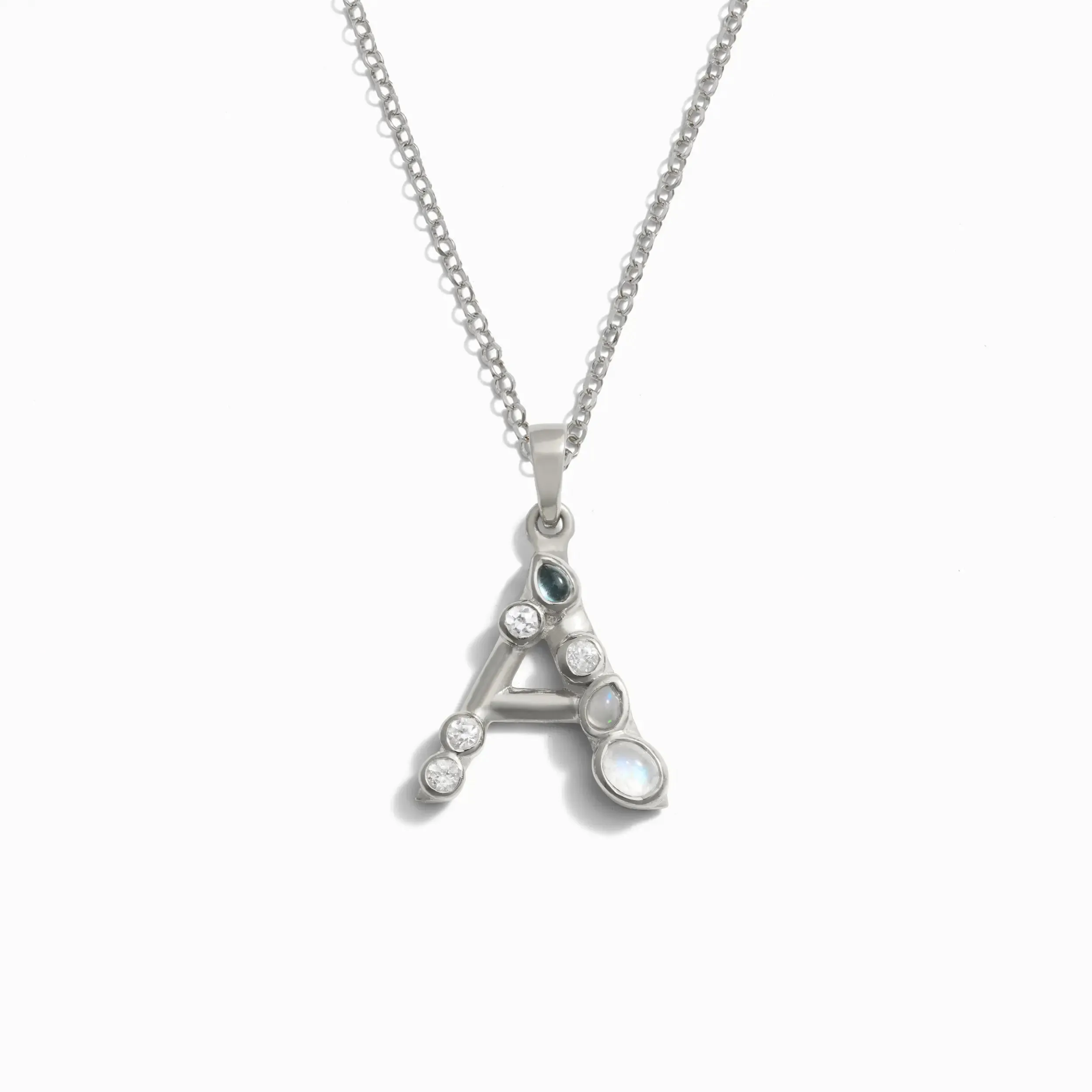 Silver Gemstone Initial Necklace sold by Awe Inspired