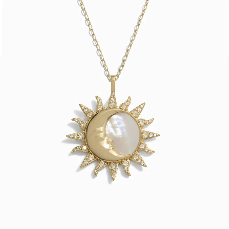 Sun & Moon Mother of Pearl Necklace sold by Awe Inspired