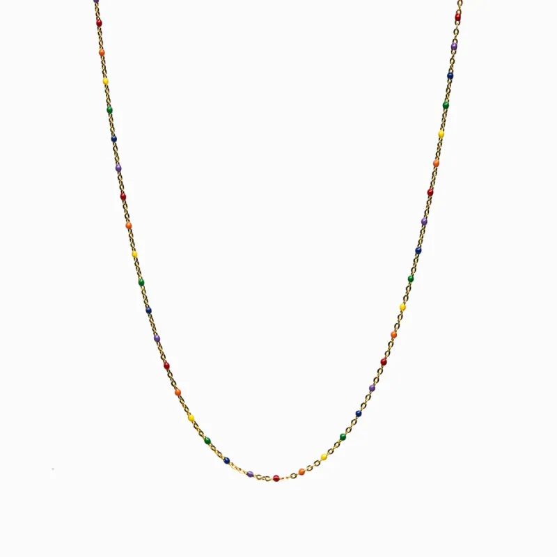Rainbow Beaded Enamel Necklace sold by Awe Inspired