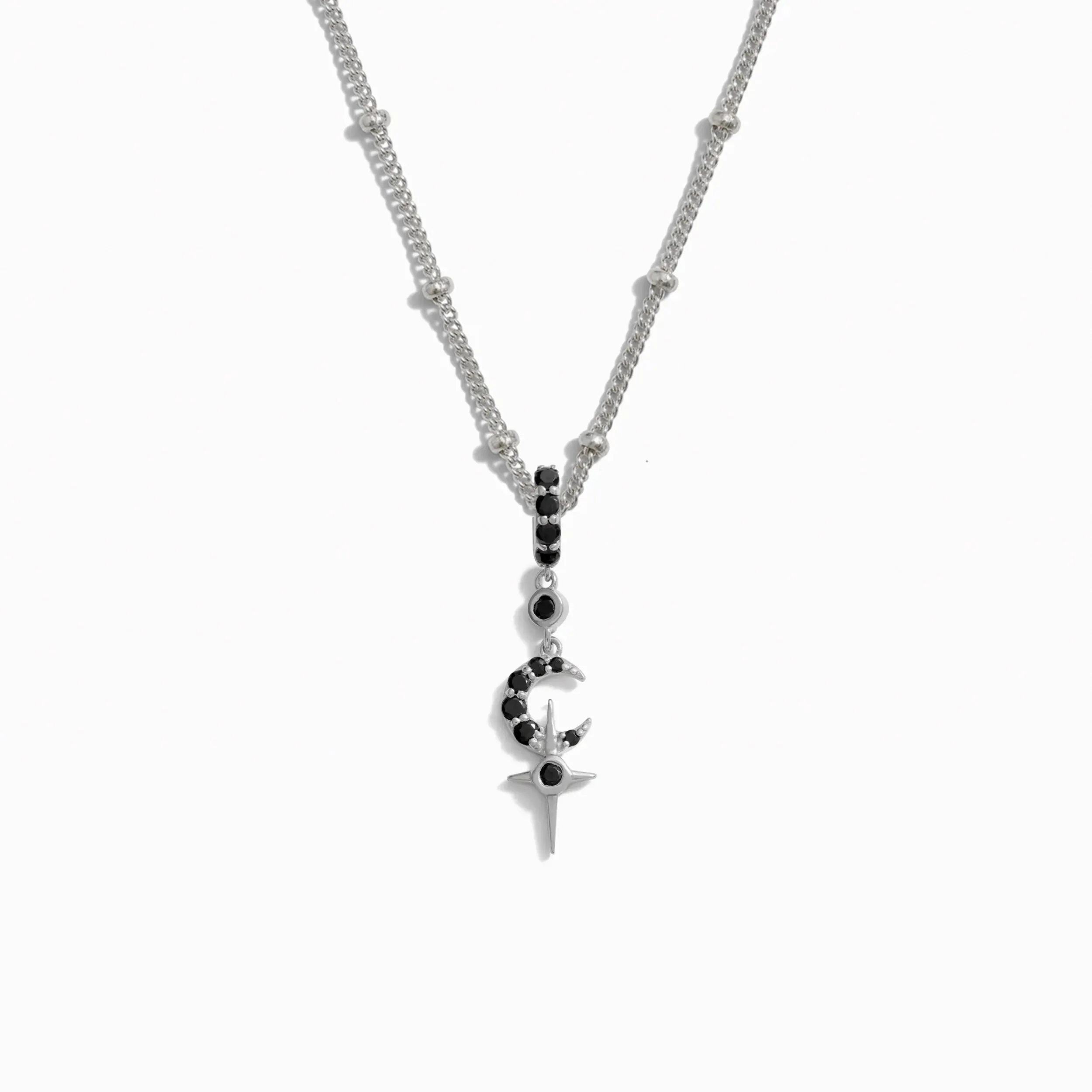 Black Spinel Crescent Cross Necklace sold by Awe Inspired product image thumbnail 3