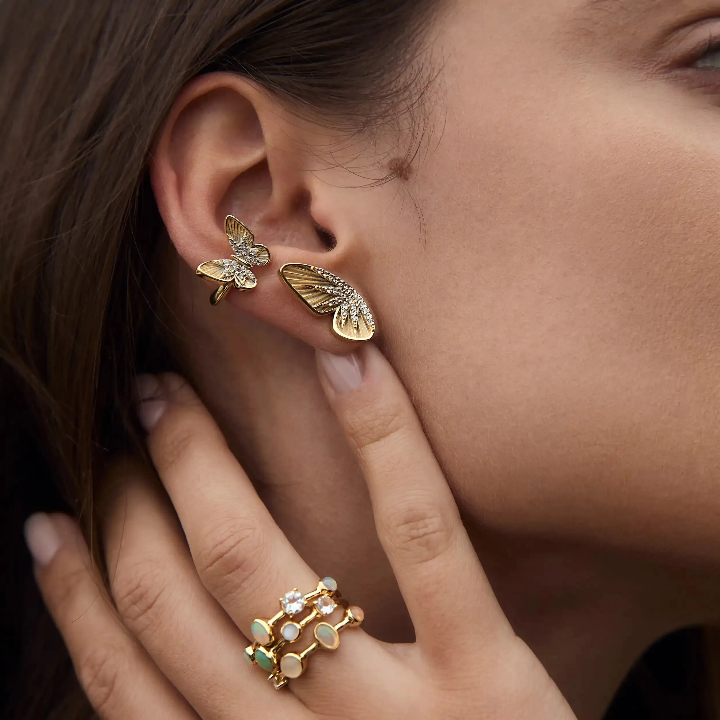 Pavé Butterfly Ear Cuff Set sold by Awe Inspired product image thumbnail 2