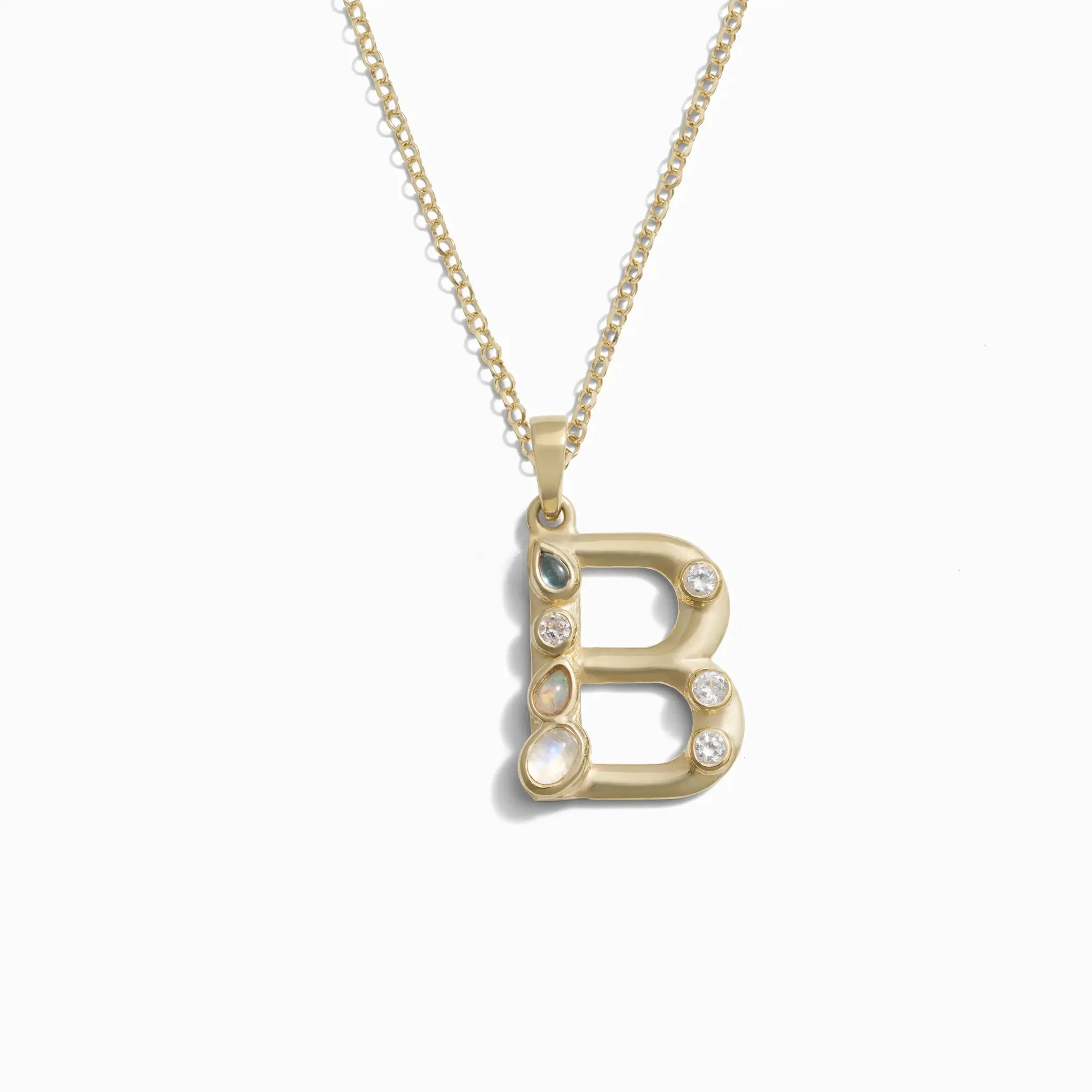 Gold Gemstone Initial Necklace sold by Awe Inspired product image thumbnail 3