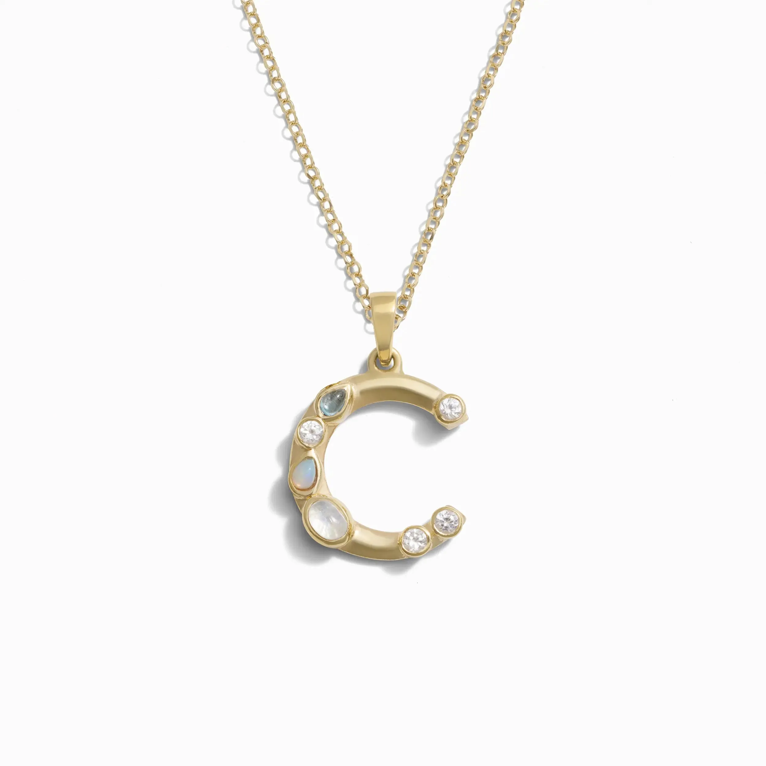 Gold Gemstone Initial Necklace sold by Awe Inspired product image thumbnail 4