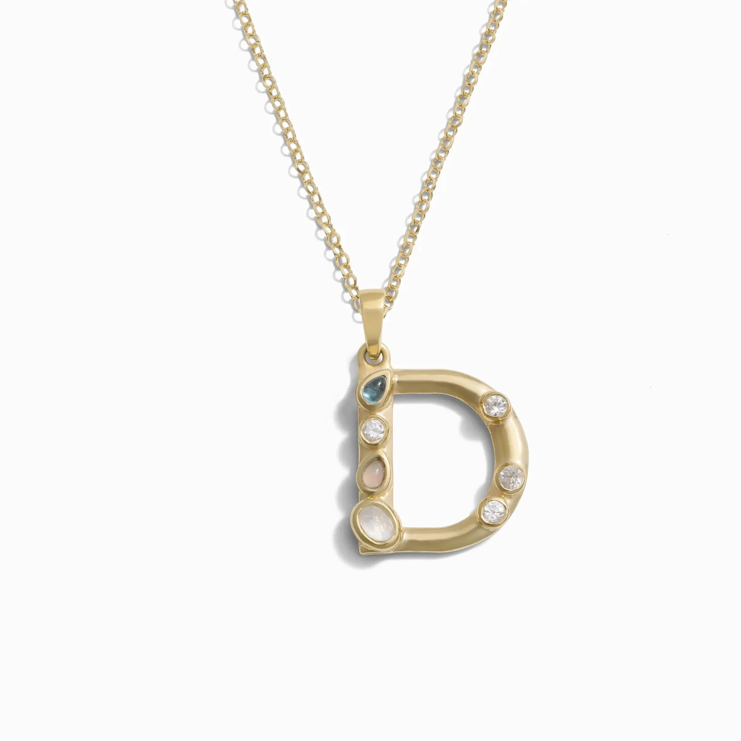 Gold Gemstone Initial Necklace sold by Awe Inspired product image thumbnail 5