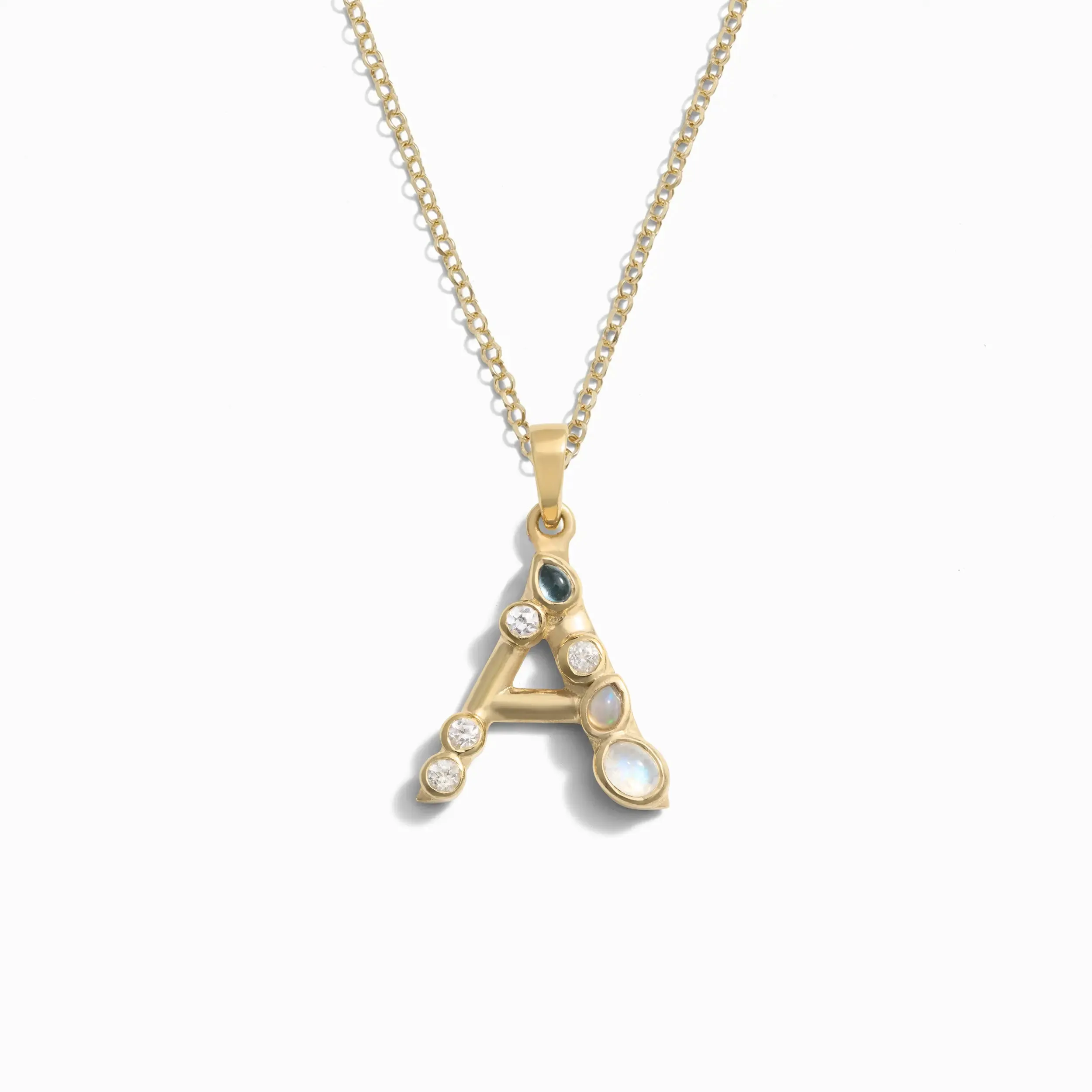 Gold Gemstone Initial Necklace sold by Awe Inspired