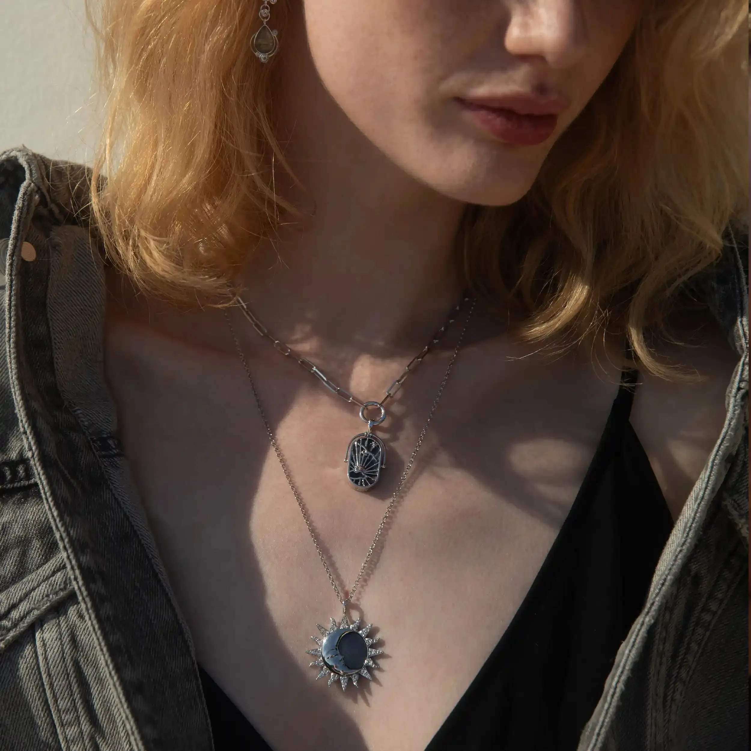 Sun & Moon Black Mother of Pearl Amulet sold by Awe Inspired product image thumbnail 5