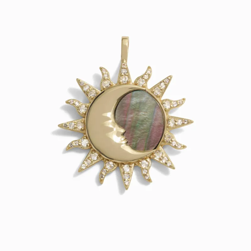 Sun & Moon Black Mother of Pearl Amulet sold by Awe Inspired