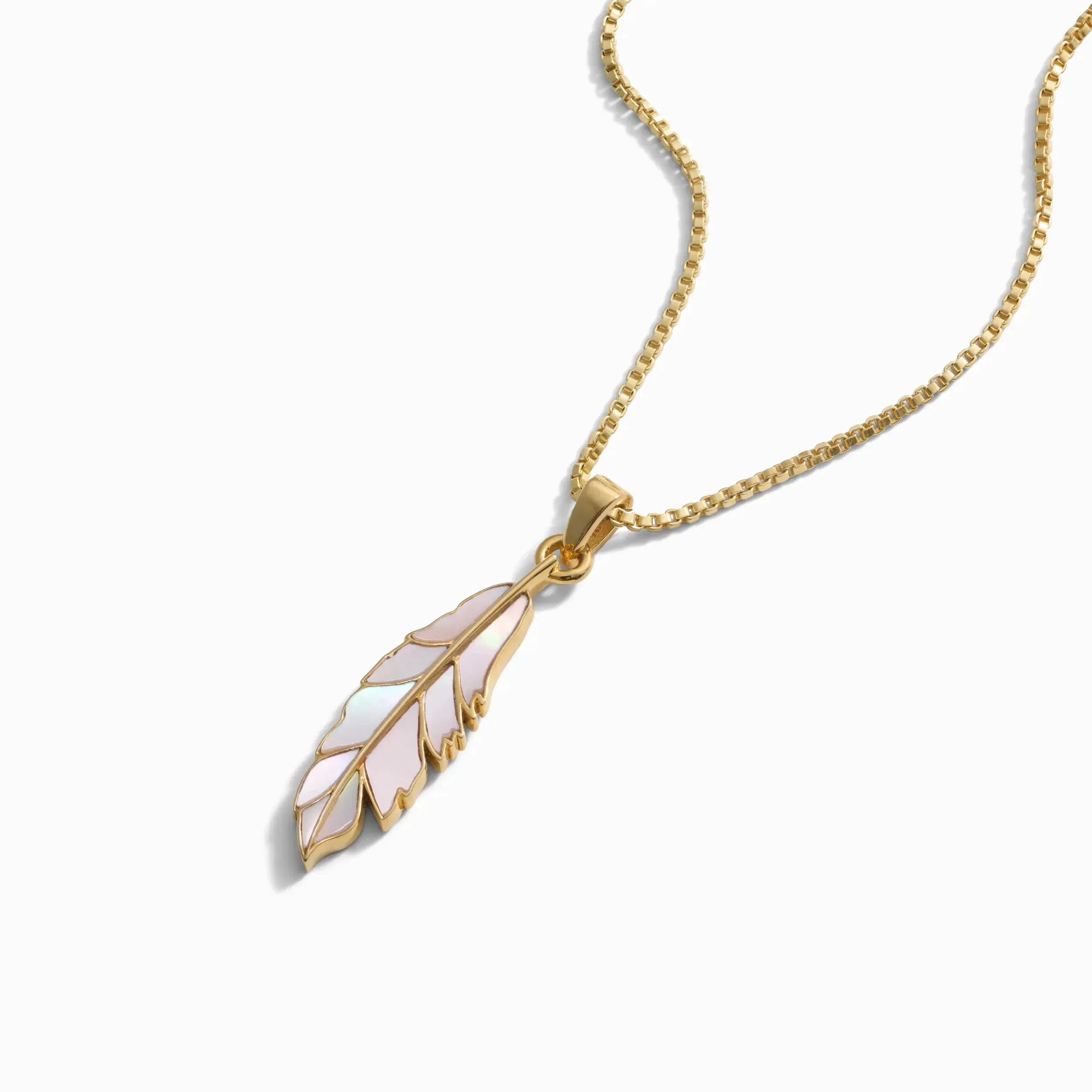Mother of Pearl Feather Necklace sold by Awe Inspired product image thumbnail 4