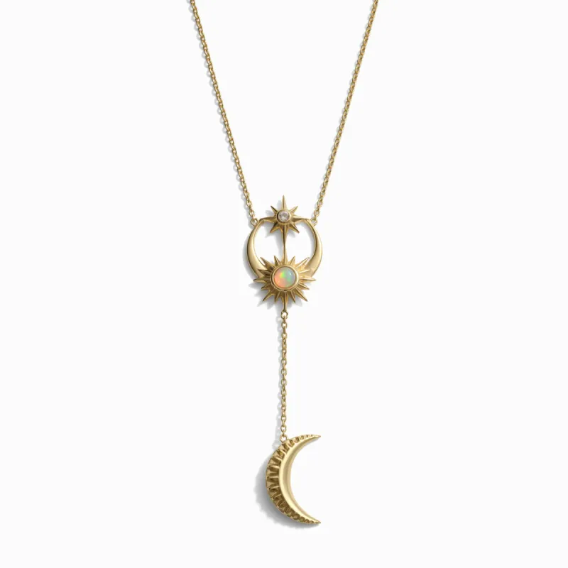 Sun, Moon & Stars Lariat Necklace sold by Awe Inspired