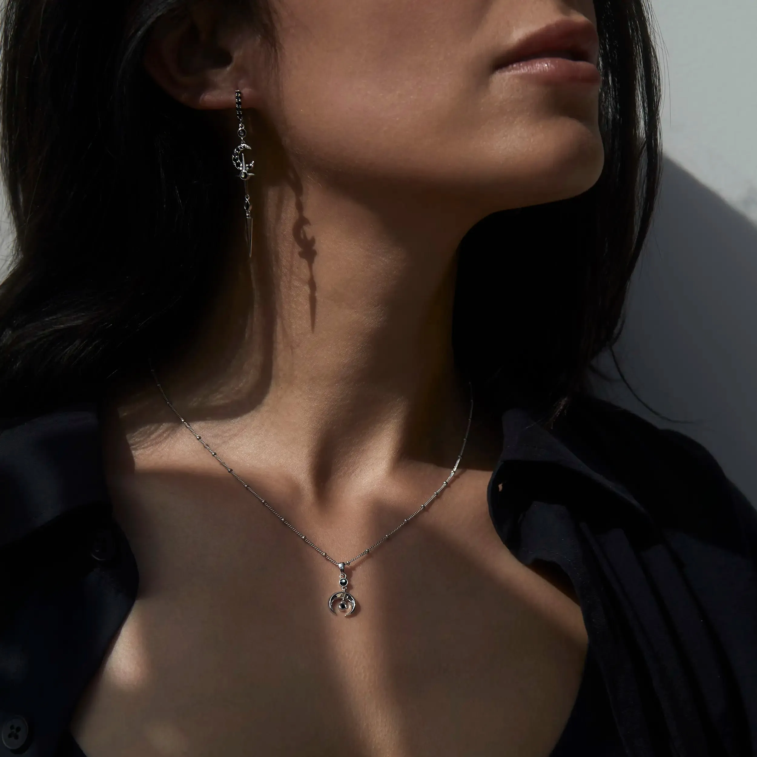 Crescent Spike Grey Moonstone Necklace sold by Awe Inspired product image thumbnail 2