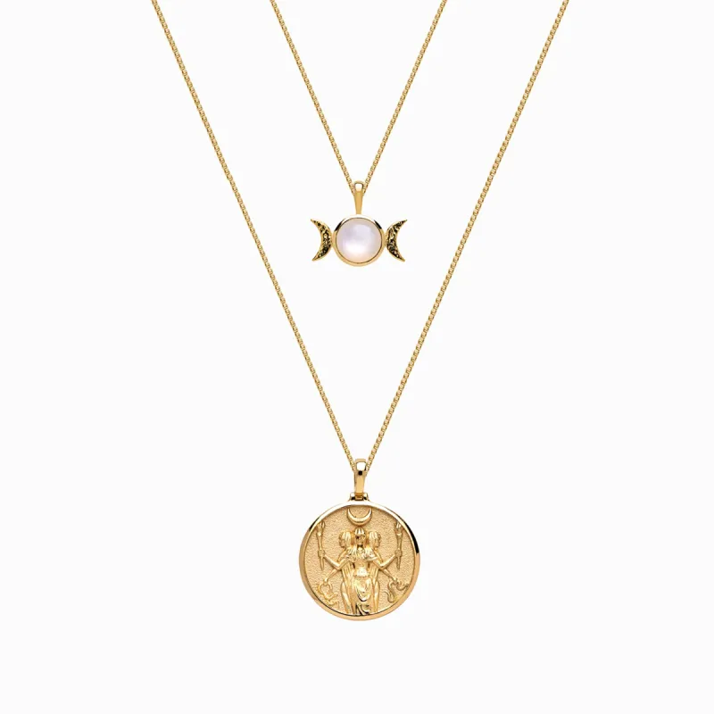 Hecate + Triple Moon Necklace Set sold by Awe Inspired