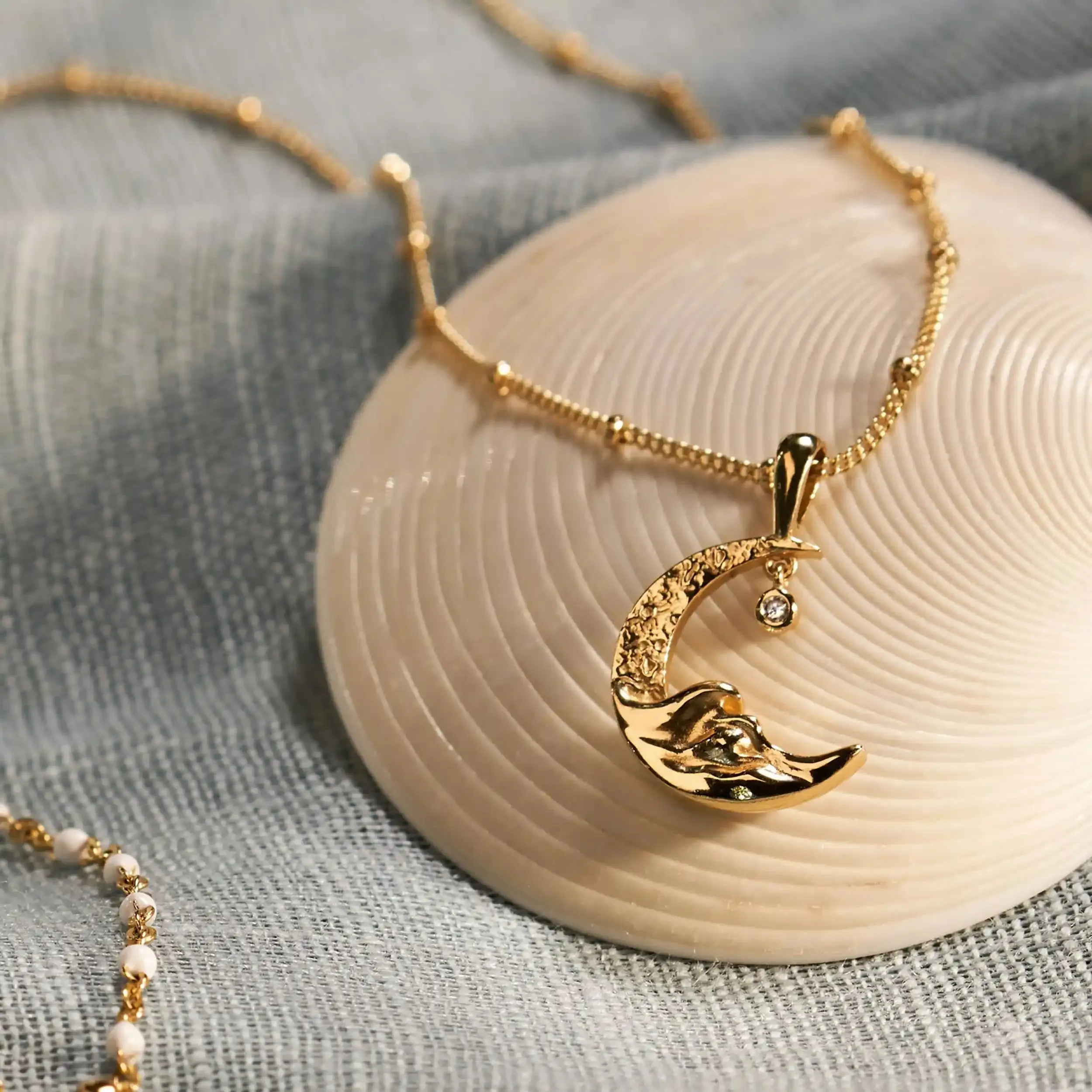 Diamond Moon Wave Necklace sold by Awe Inspired product image thumbnail 4