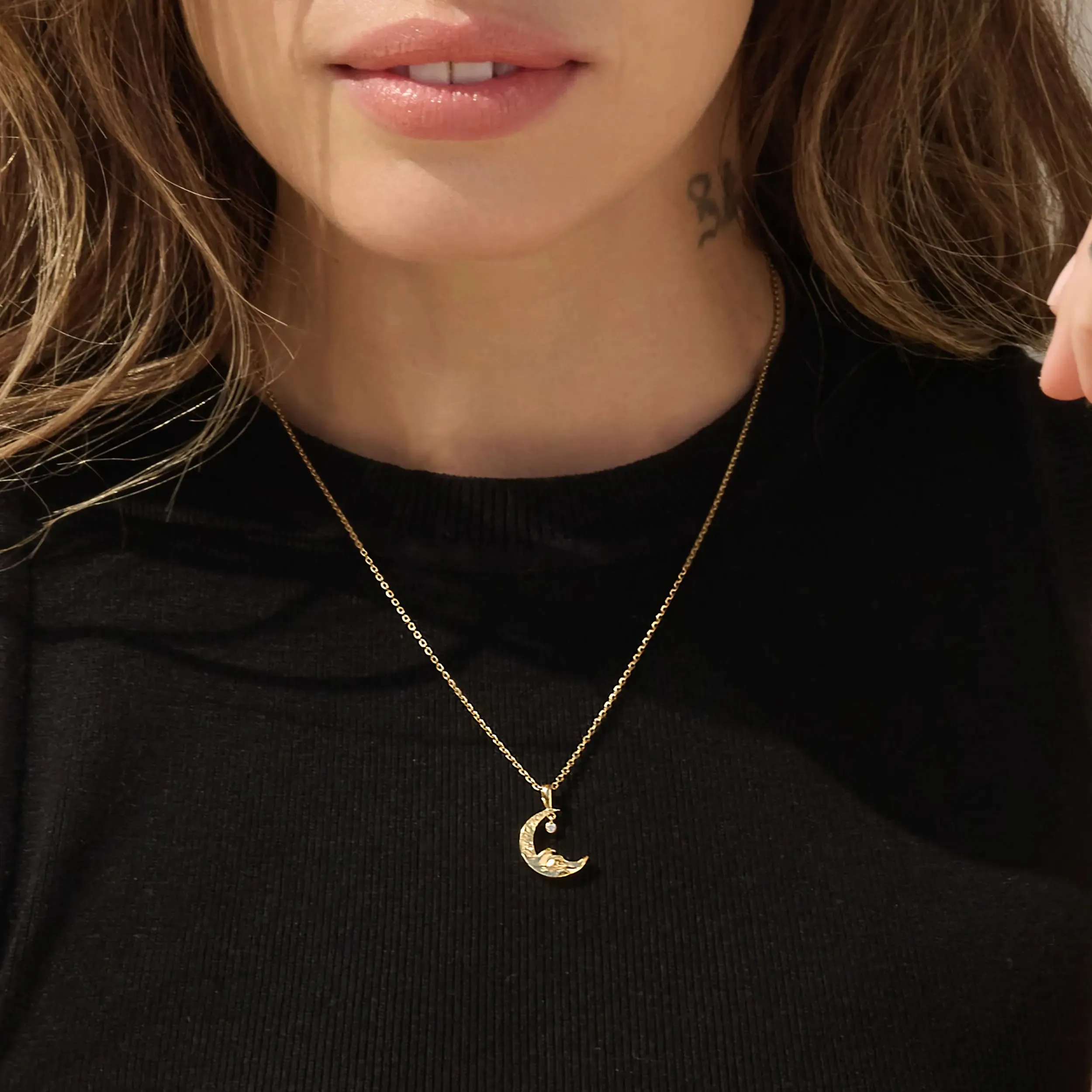 Diamond Moon Wave Necklace sold by Awe Inspired product image thumbnail 2