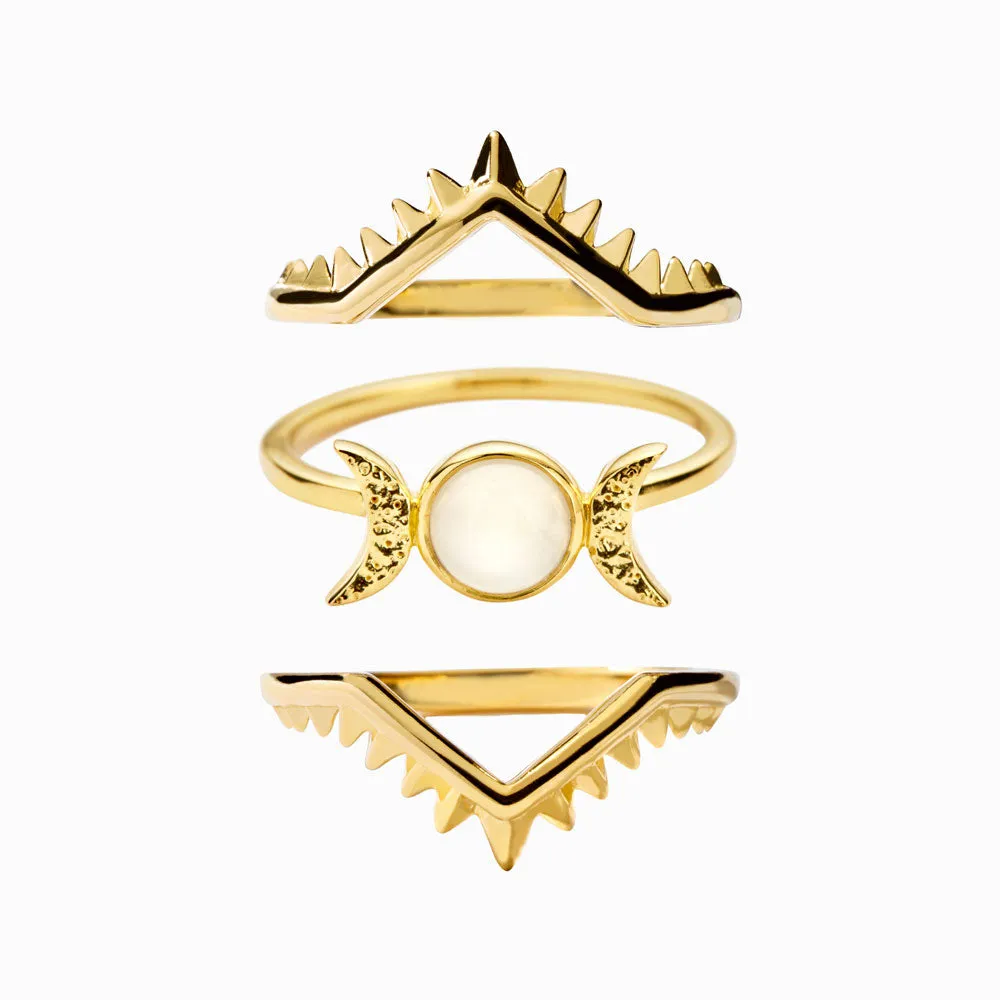 Once in a (Triple) Moon Ring Set sold by Awe Inspired