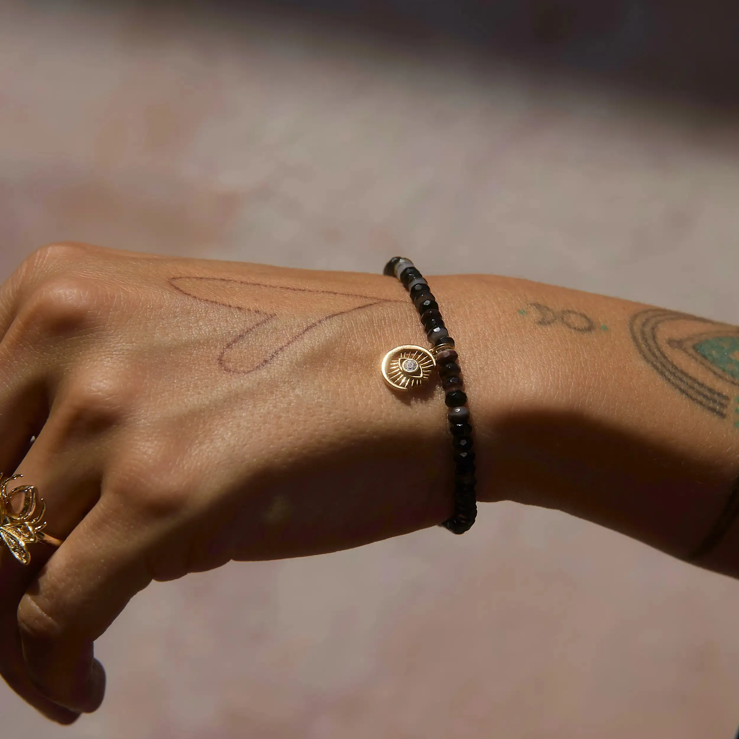 Watchful Moon Eye Beaded Bracelet sold by Awe Inspired product image thumbnail 2