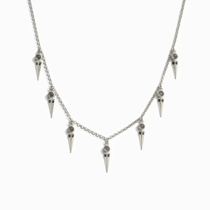 Grey Moonstone Spike Collar Necklace sold by Awe Inspired
