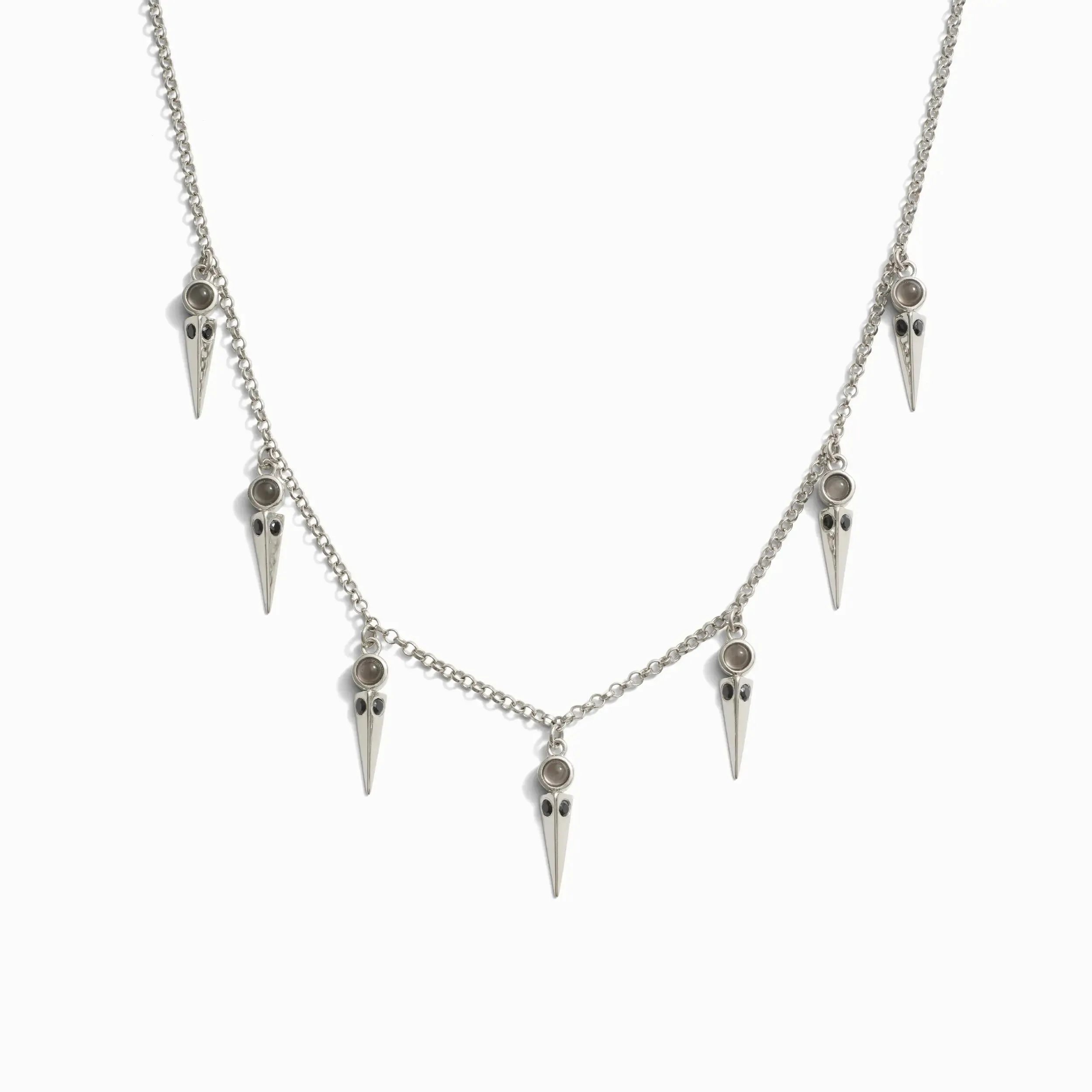Grey Moonstone Spike Collar Necklace sold by Awe Inspired