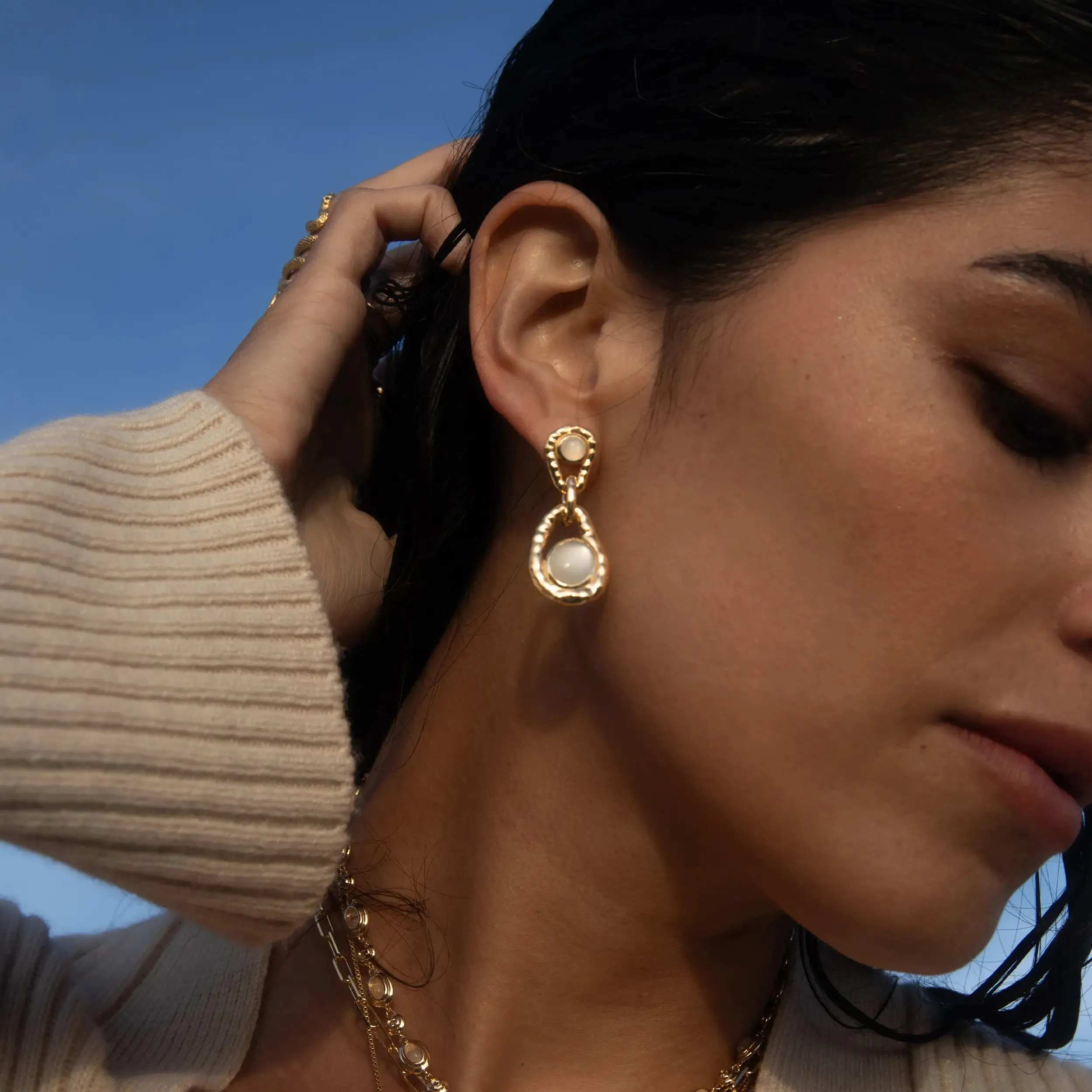 Moonstone Water Drop Earrings sold by Awe Inspired product image thumbnail 3