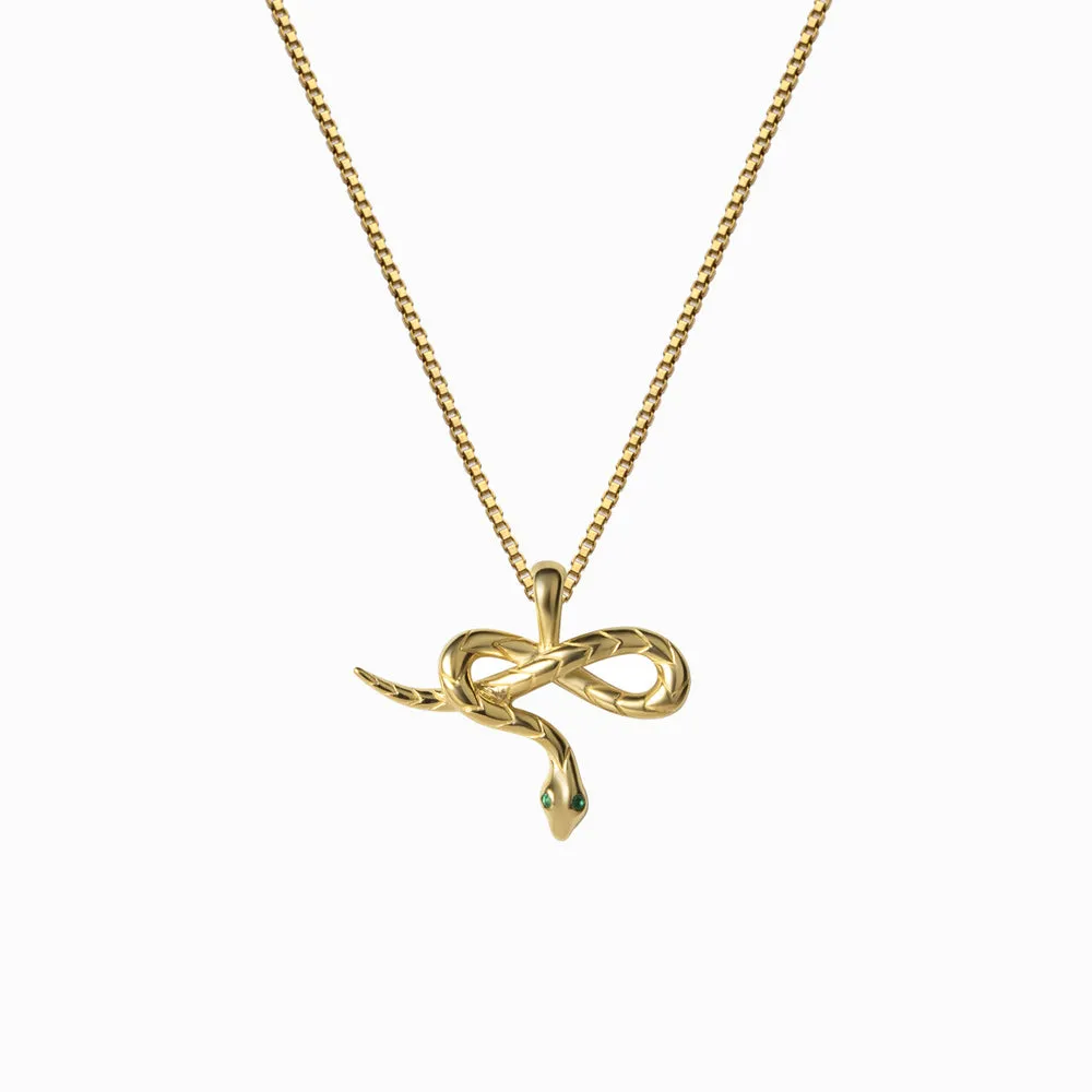 Emerald Eye Snake Necklace sold by Awe Inspired