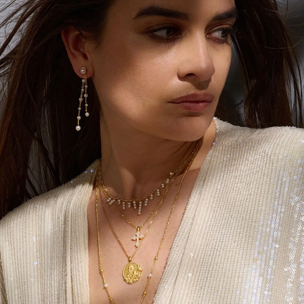 Pearl Cross Necklace sold by Awe Inspired product image thumbnail 3