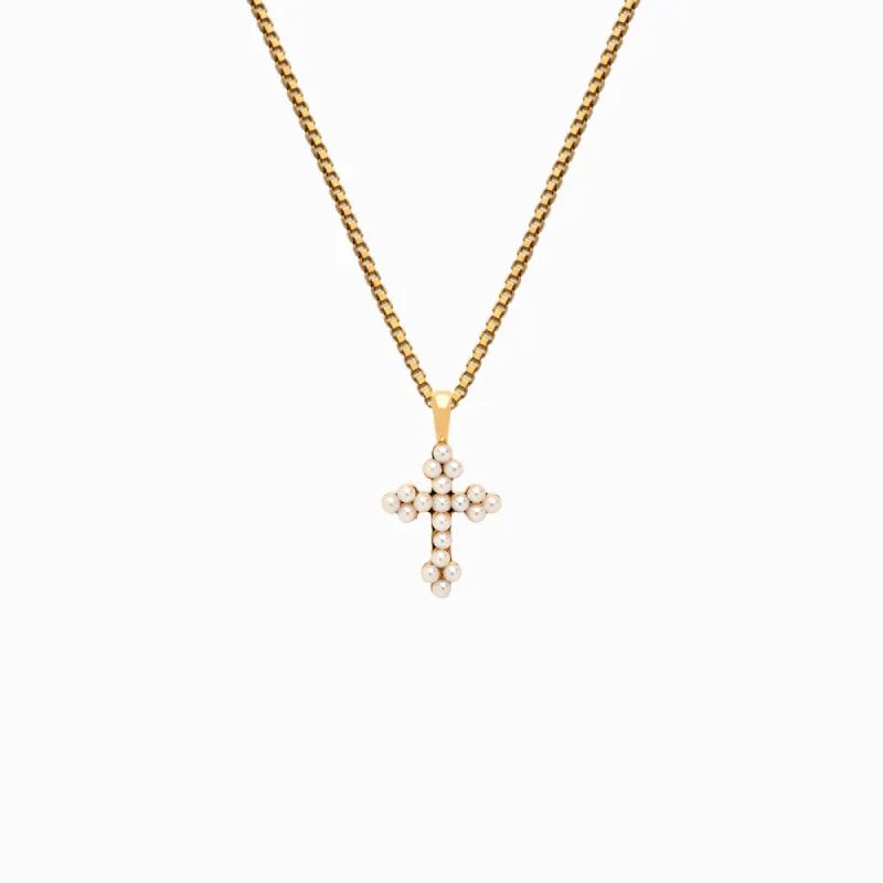 Pearl Cross Necklace sold by Awe Inspired