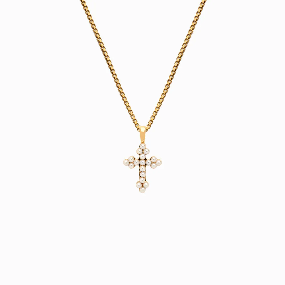 Pearl Cross Necklace sold by Awe Inspired
