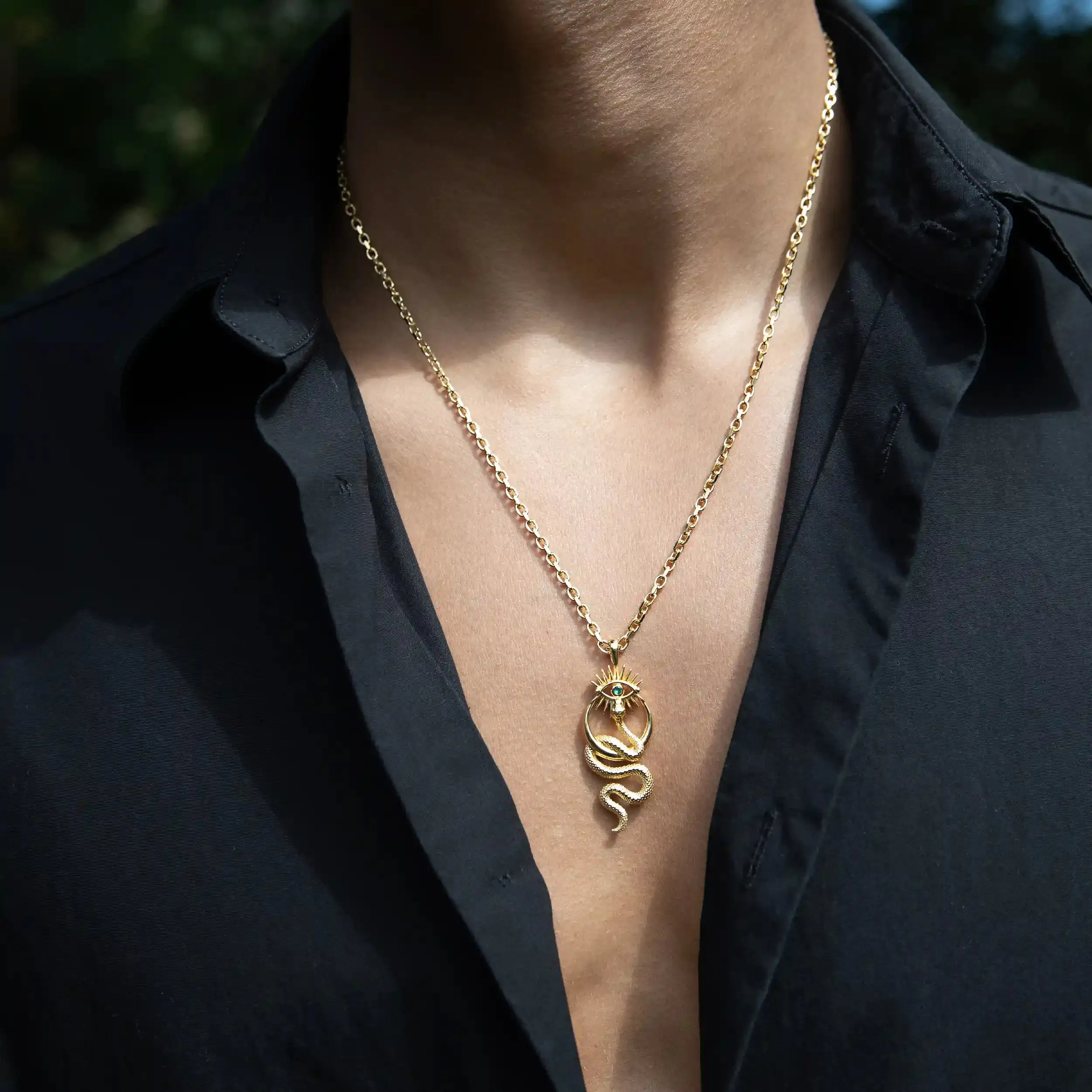 Men's Crescent Snake Eye Necklace sold by Awe Inspired product image thumbnail 2