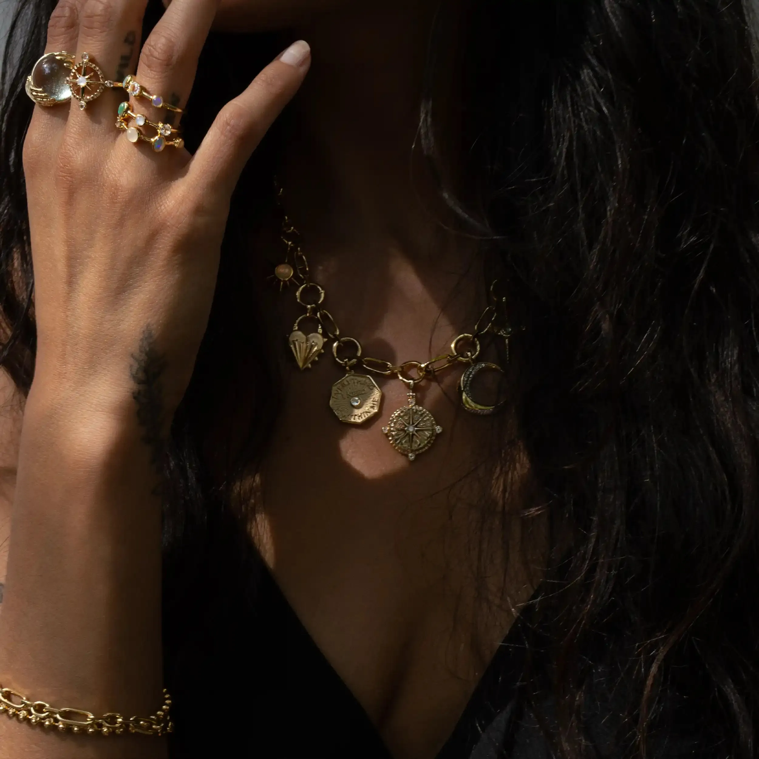 Compass Statement Charm Necklace sold by Awe Inspired product image thumbnail 5