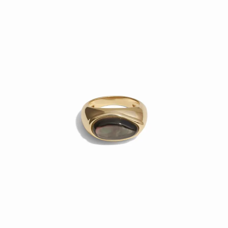 Men's Black Mother of Pearl Signet Ring sold by Awe Inspired