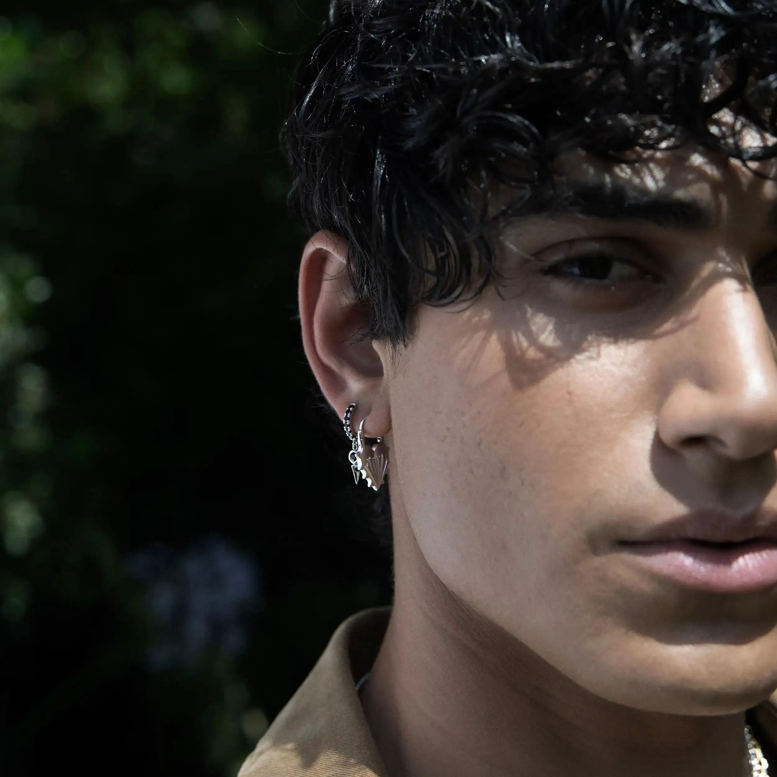 Men's Black Spinel Spike Huggie sold by Awe Inspired product image thumbnail 4