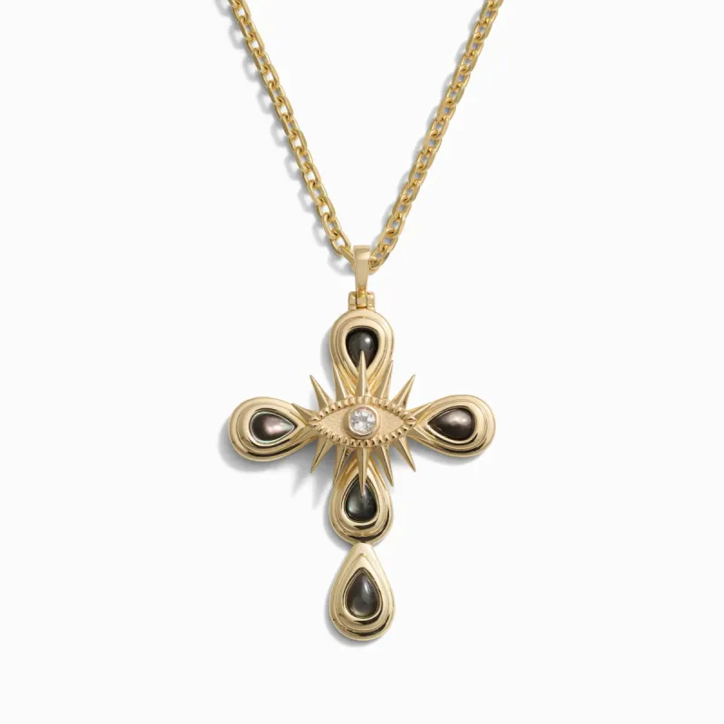 Statement Third Eye Cross Necklace sold by Awe Inspired
