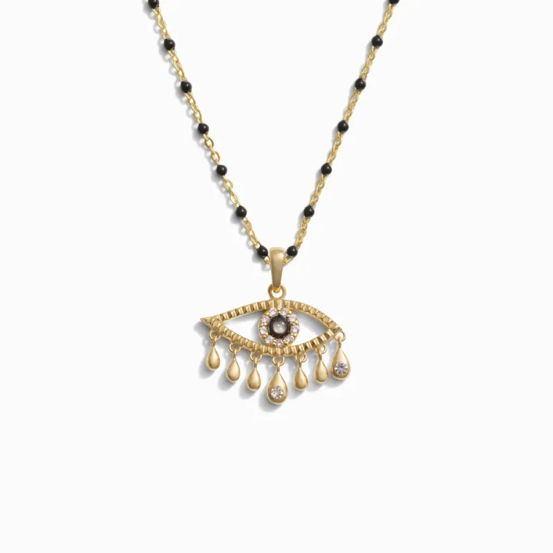 Third Eye Black Enamel Necklace sold by Awe Inspired