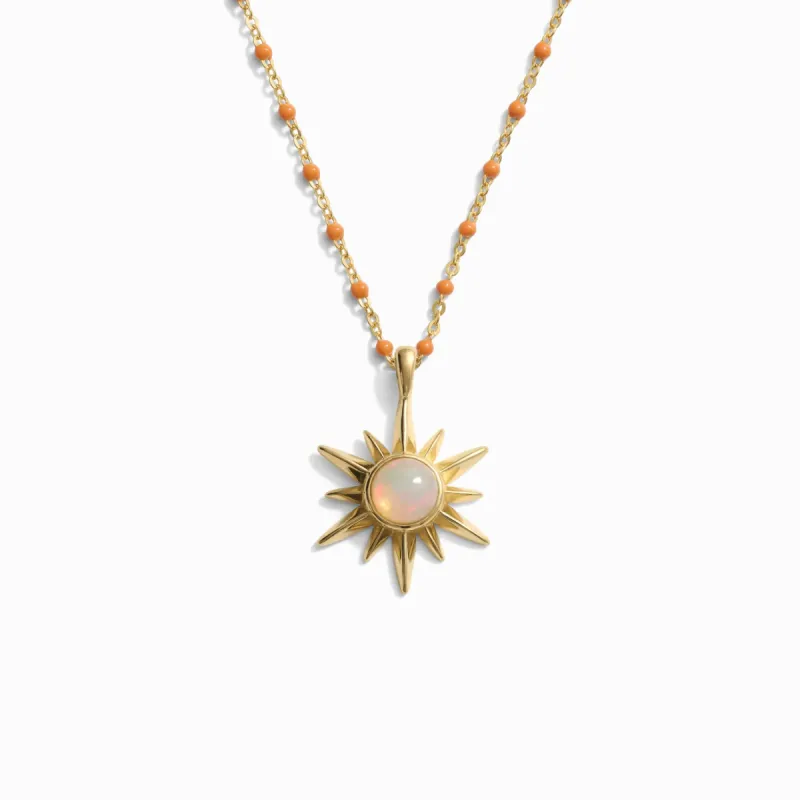Opal Sun Tangerine Enamel Necklace sold by Awe Inspired