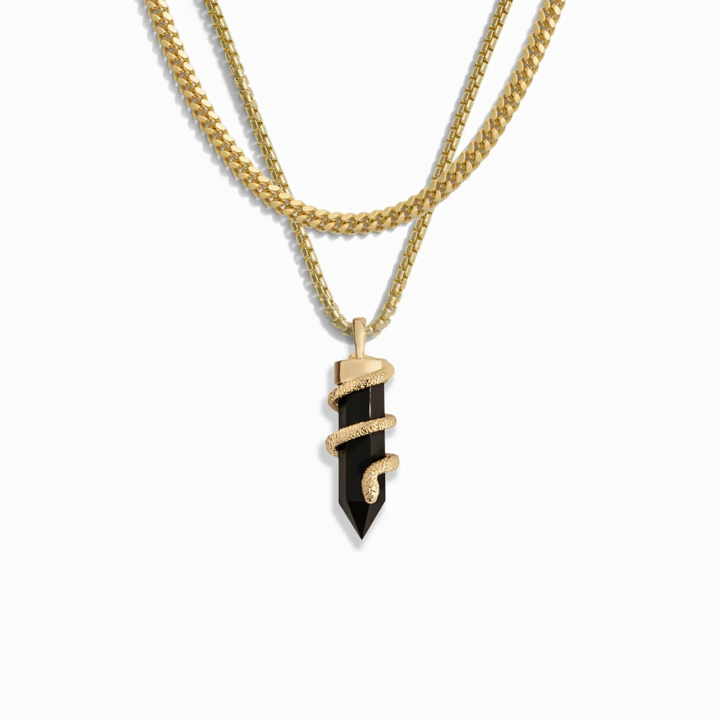 Men's Onyx Crystal Snake Necklace Set sold by Awe Inspired