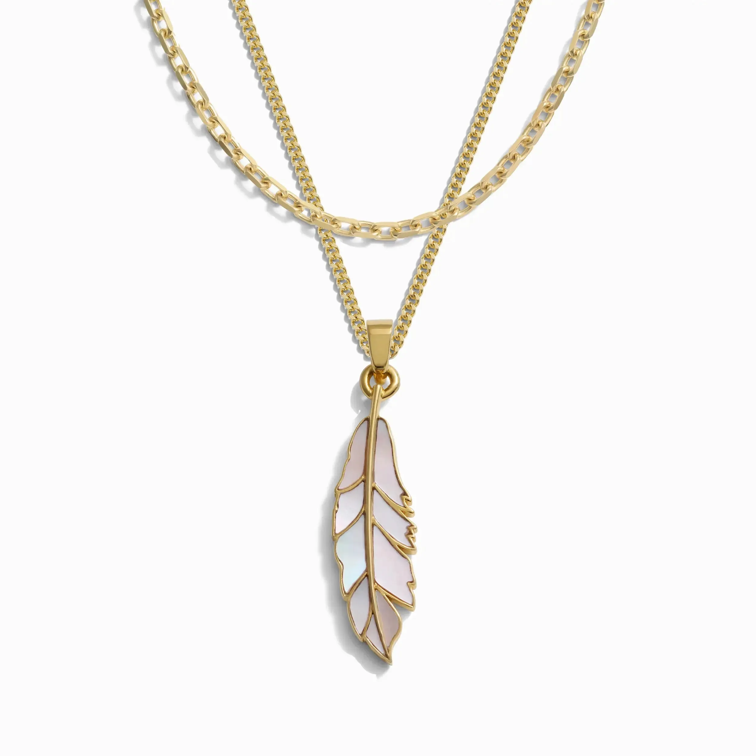 Men's Mother of Pearl Feather Necklace Set sold by Awe Inspired