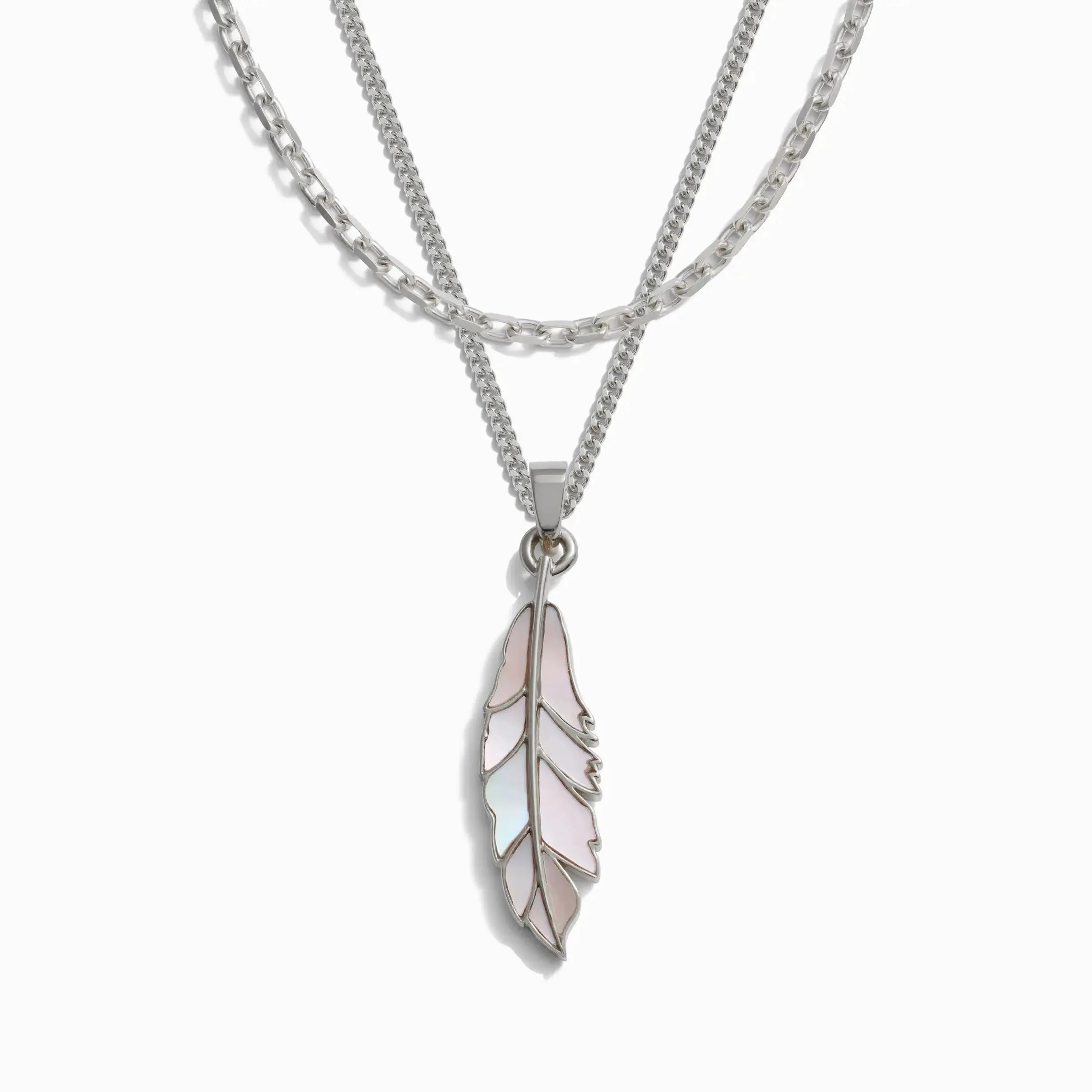 Men's Mother of Pearl Feather Necklace Set sold by Awe Inspired product image thumbnail 3