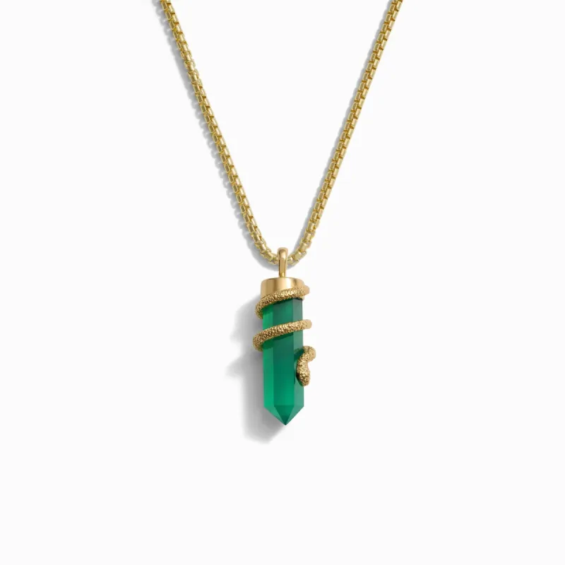 Men's Green Onyx Crystal Snake Necklace sold by Awe Inspired