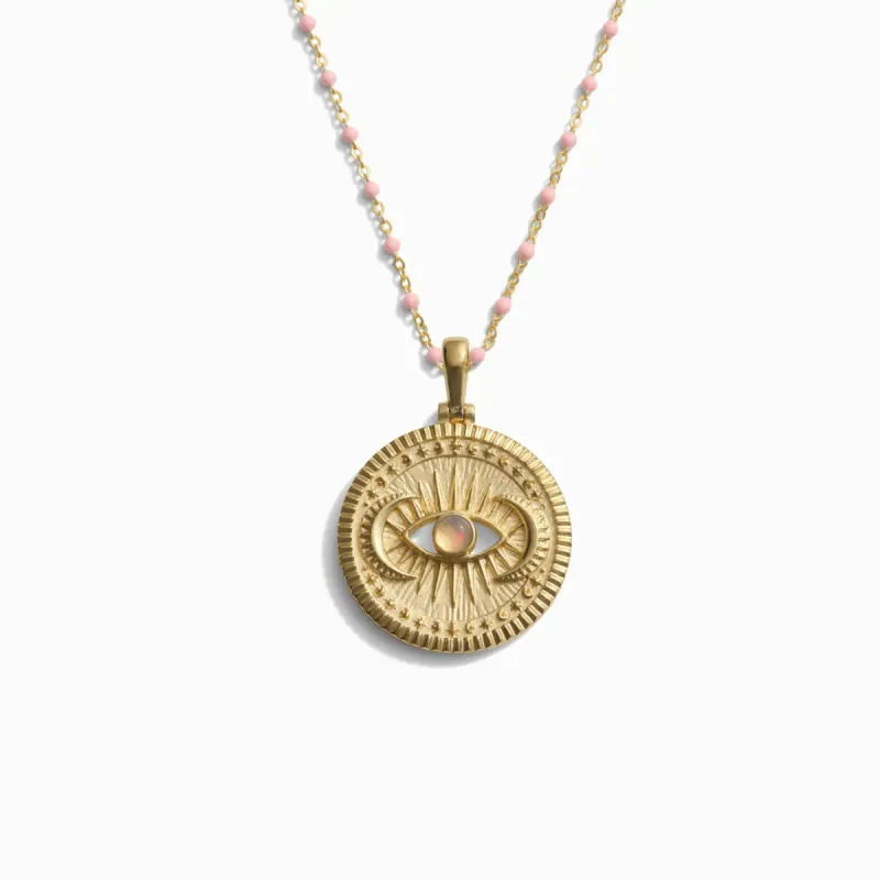 Cosmic Eye + Blush Enamel Necklace sold by Awe Inspired