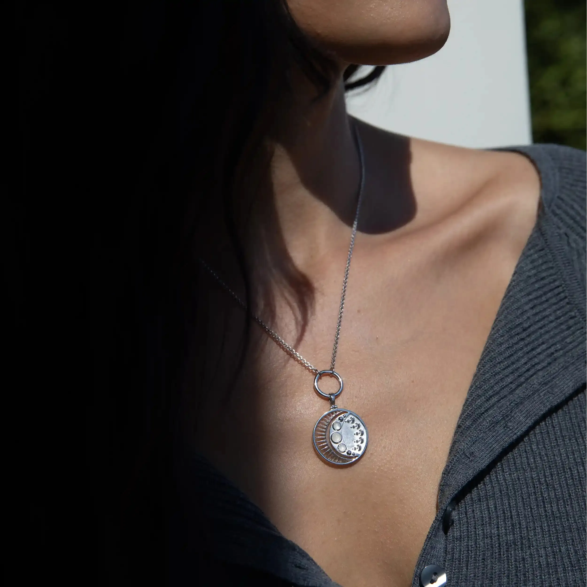 Moonstone Eclipse Delicate Charm Collector Necklace sold by Awe Inspired product image thumbnail 2