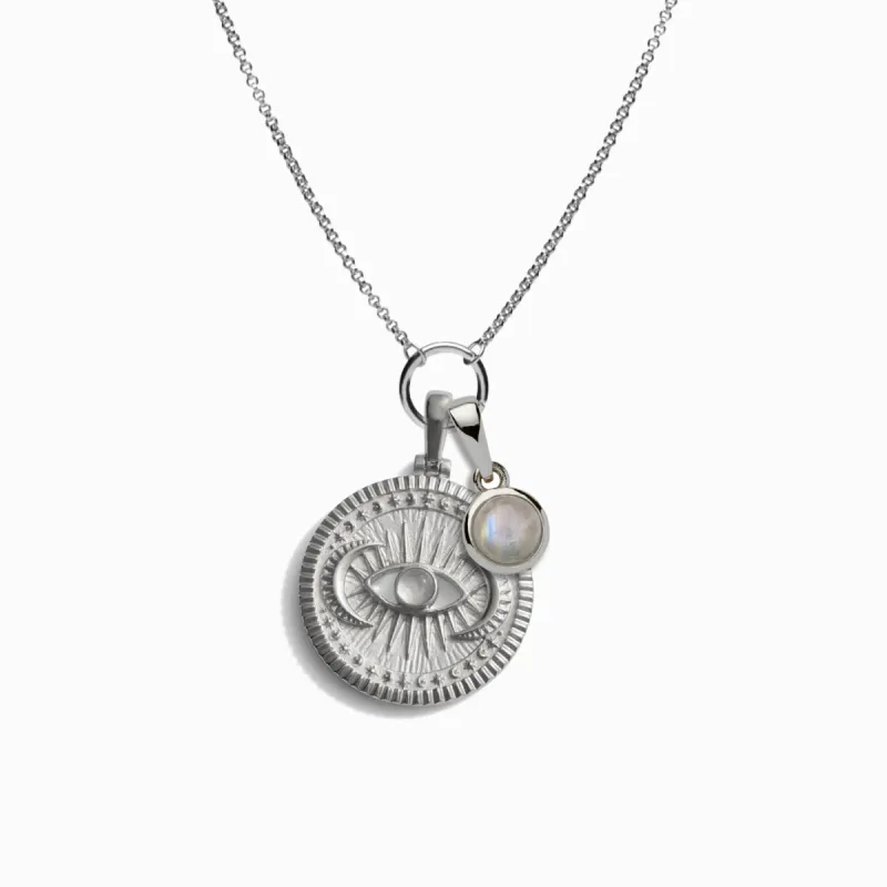 Cosmic Eye + Moonstone Delicate Charm Necklace sold by Awe Inspired
