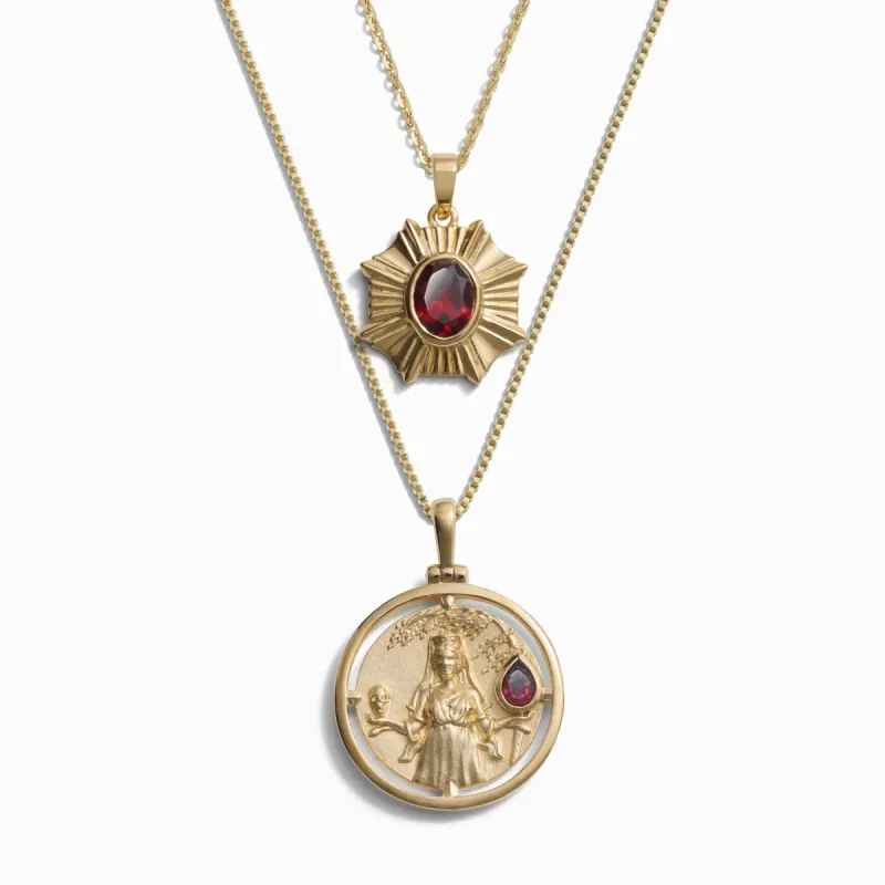 Garnet Aura Necklace Set sold by Awe Inspired